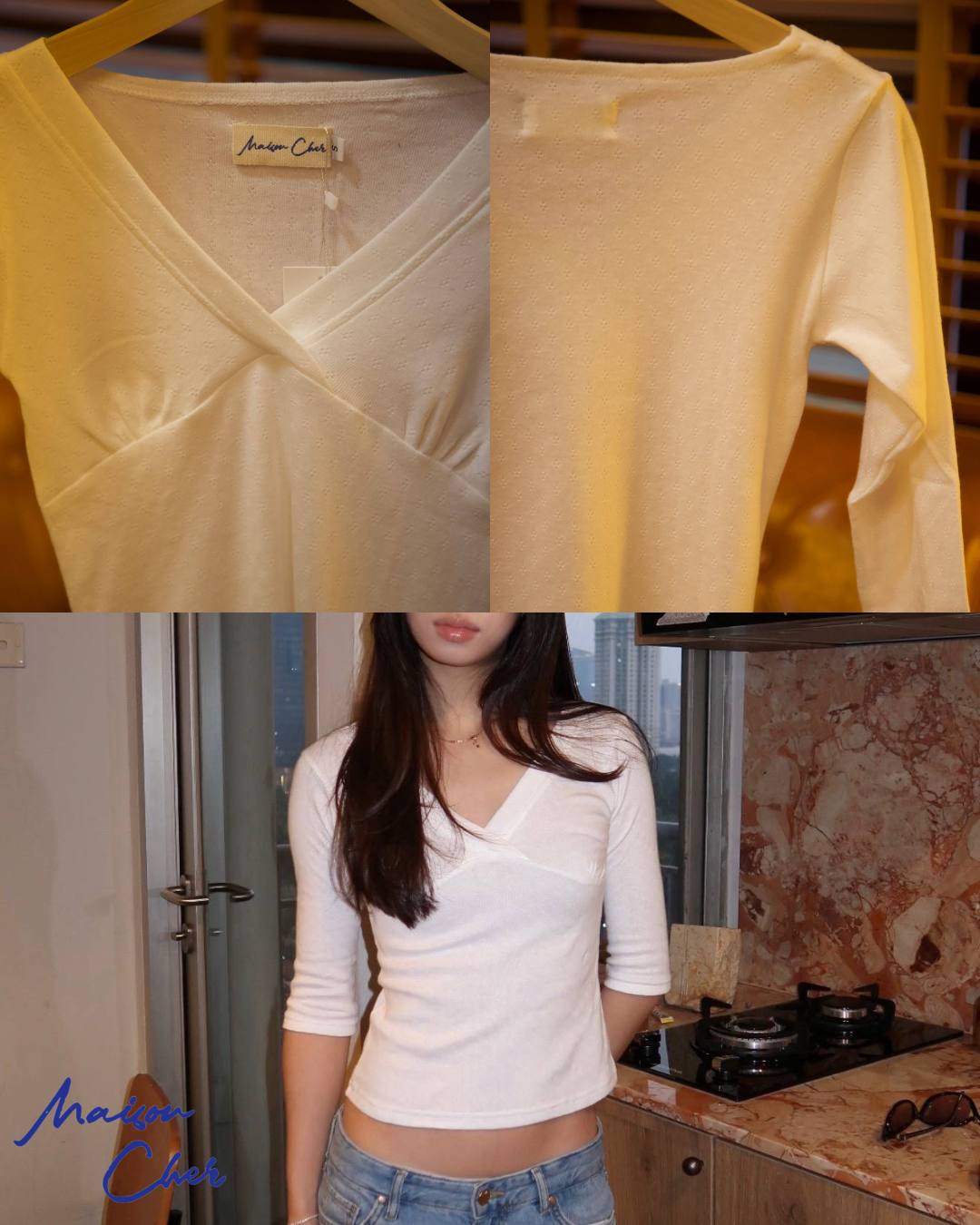 Bubble Pointelle Top - White