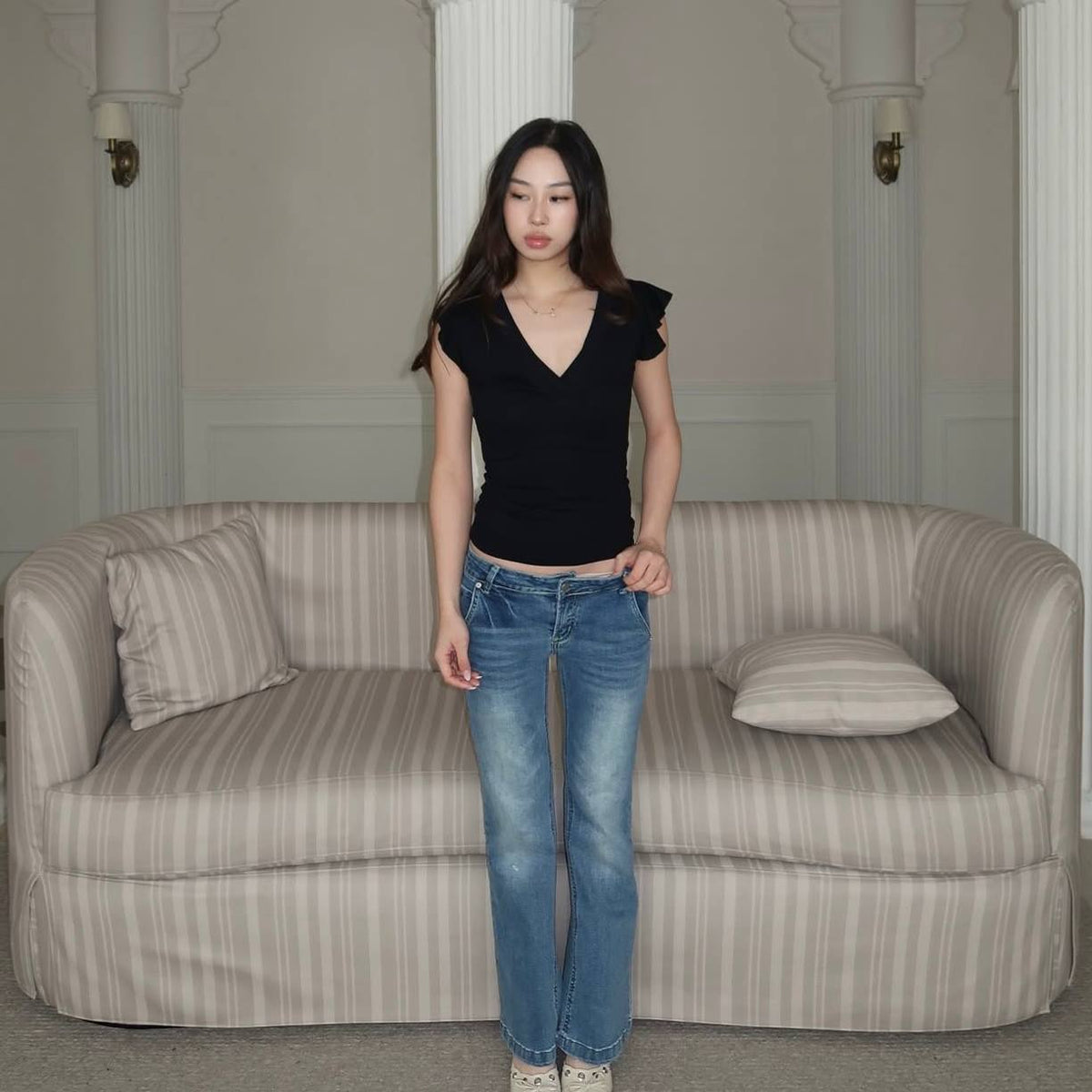 Plush Ruffle Top - Black