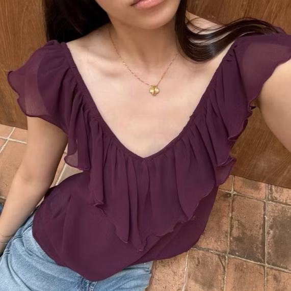Frill Top - Plum