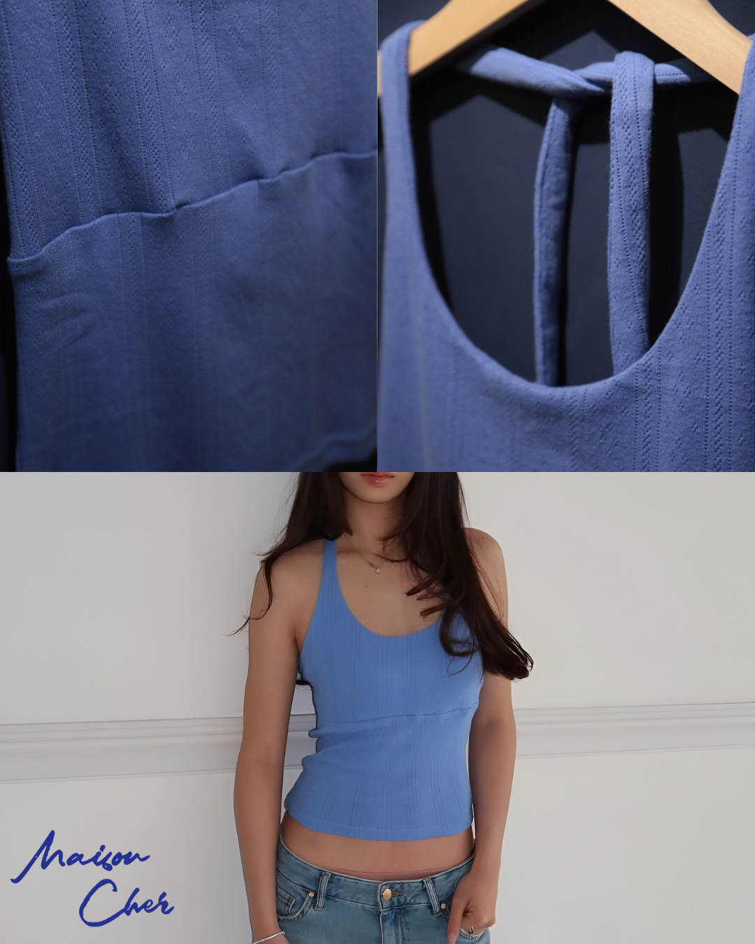 Pippa Pointelle Halter - Cobalt Blue